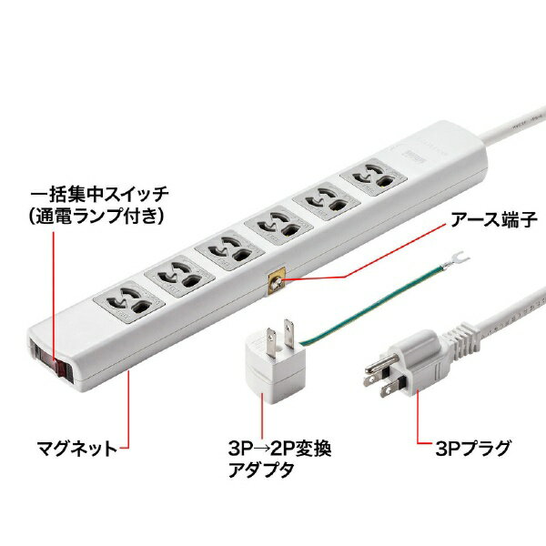 サンワサプライ 電源タップ TAP-36MG-5