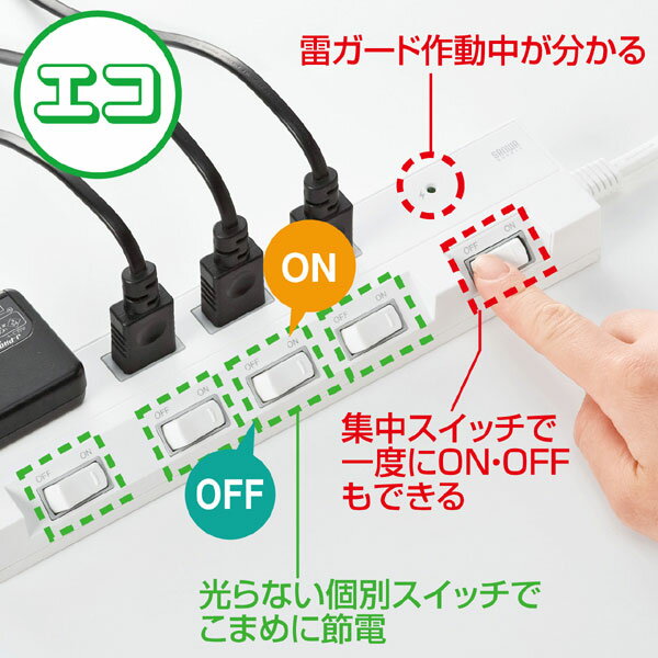 楽天市場】サンワサプライ サンワサプライ 節電エコタップ(2P・4個口・集中スイッチ付・3m) TAP-S16-3 | 価格比較 - 商品価格ナビ