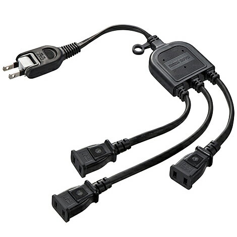 サンワサプライ ACアダプタ専用電源延長コード(3分岐・2P・3個口・ブラック) TAP-EX3BKN(1コ入)