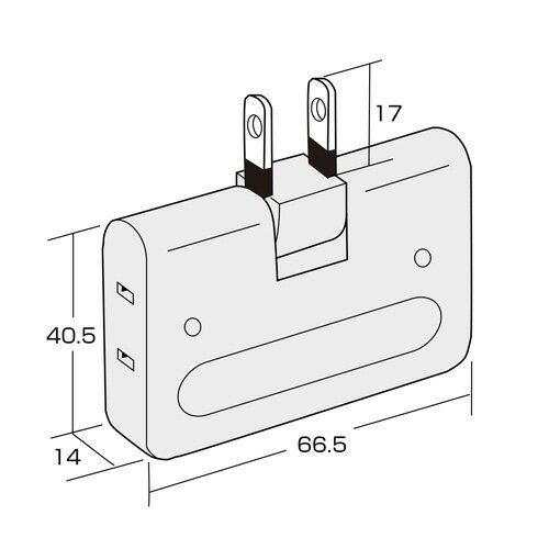 サンワサプライ トリプルタップ(2P・3個口・ブラック) TAP-AC5BKN
