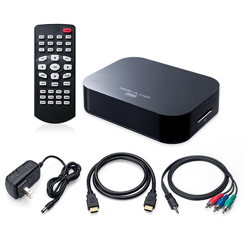 メディアプレーヤー SDカード USBメモリ 動 音楽 写真再生 HDMI VGA コンポジット コンポーネント出力 テレビ再生 400-MEDI022