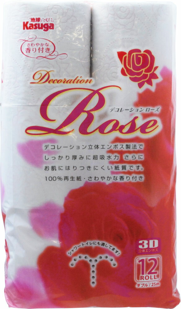 まとめ）春日製紙工業 デコレーションローズピンク ダブル 芯あり 25m