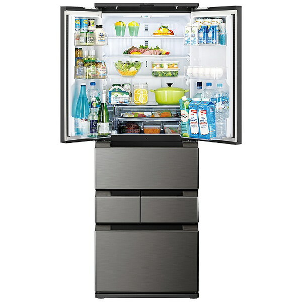 SHARP 6ドア 冷蔵庫 504L ラスティックダークメタル SJ-MF50 冷蔵庫 ラスティックダークメタル SJ-MF50J-H ［504L /6ドア