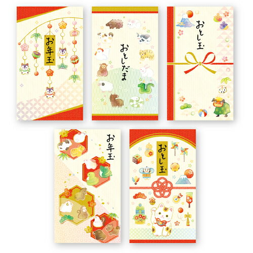 ササガワ 絵入りポチ袋五型和風ファンシー