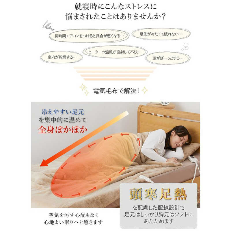 YUASA 電気毛布 掛け敷き兼用 YCB-PF60D(C)