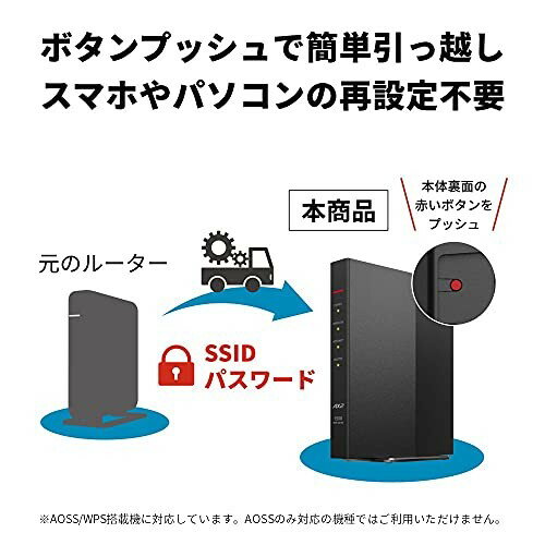 バッファロー WiFi ルーター 無線LAN 最新規格 Wi-Fi6 11ax / 11ac AX1500 1201+300Mbps 日本メーカー WSR-1500AX2S/NBK