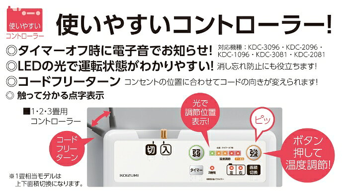 コイズミ 1畳用電気カーペット KDC-1096 ホットカーペット ラグ