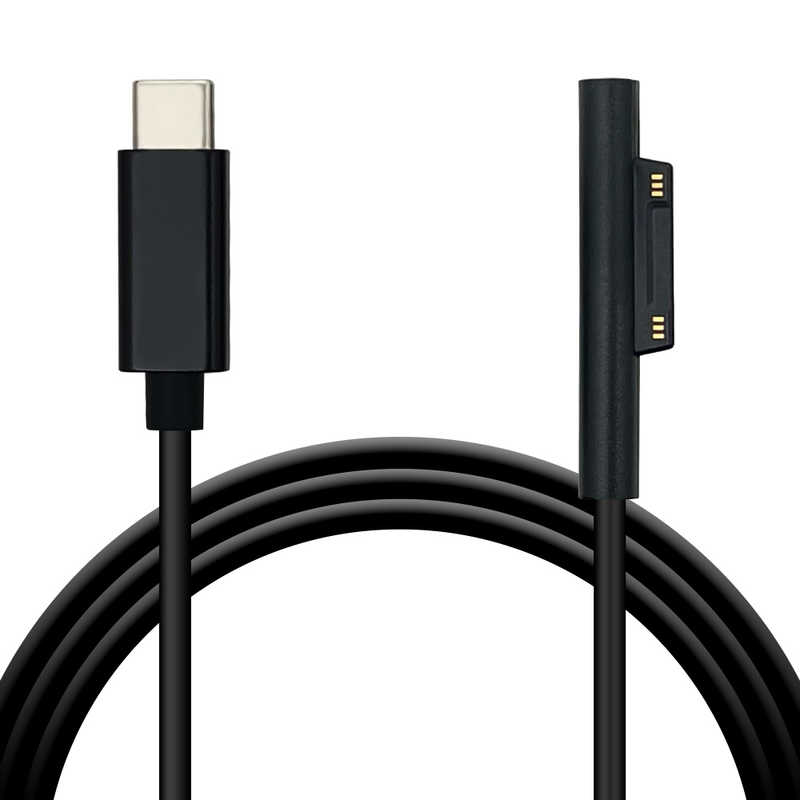 ラスタバナナ｜RastaBanana USB-C ⇔ Surfaceケーブル 充電 /1.5m /USB Power Delivery /45W Surface Go3 /Go2対応 ブラック R15CACS3A01BK