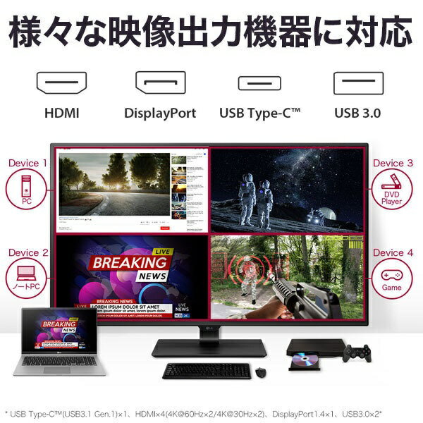 LG 42.5型 USB-C接続 PCモニター 43UN700-BAJP