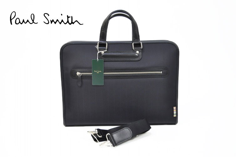 在庫一掃】-Paul Smith 2wayビジネスバッグ シュリンクレザー 黒 lLn68