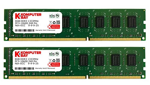 【楽天市場】Komputerbay 16GBメモリ 8GBX2 DUAL デスクトップパソコン用 増設メモリ DDR3 PC3-10600 1333MHz 240pin DIMM | 価格比較