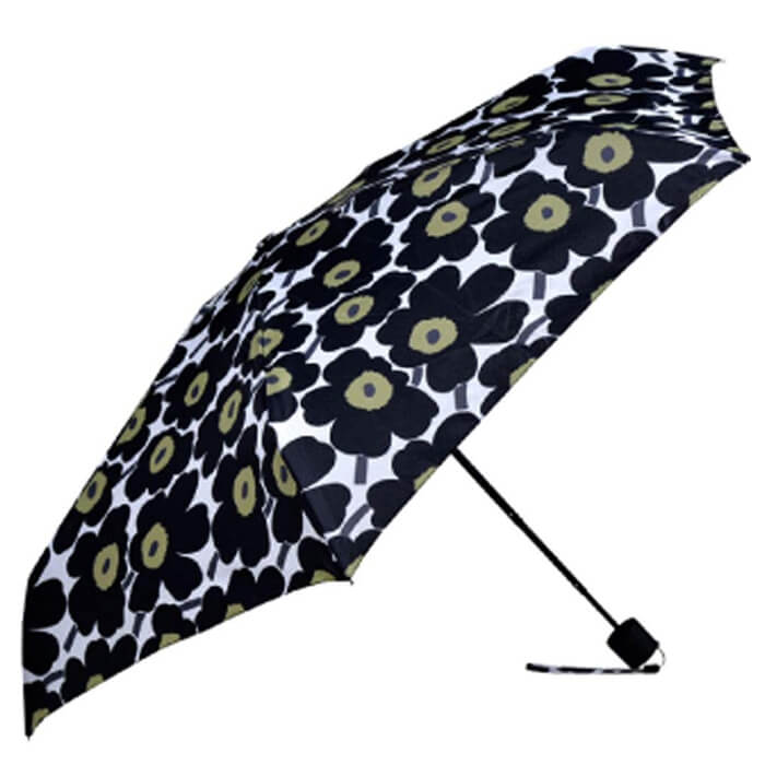 マリメッコ　ミニウニッコ　折りたたみ傘　BLACK Unikko Mini Manual 折りたたみ傘 | Maija Isola | Marimekko