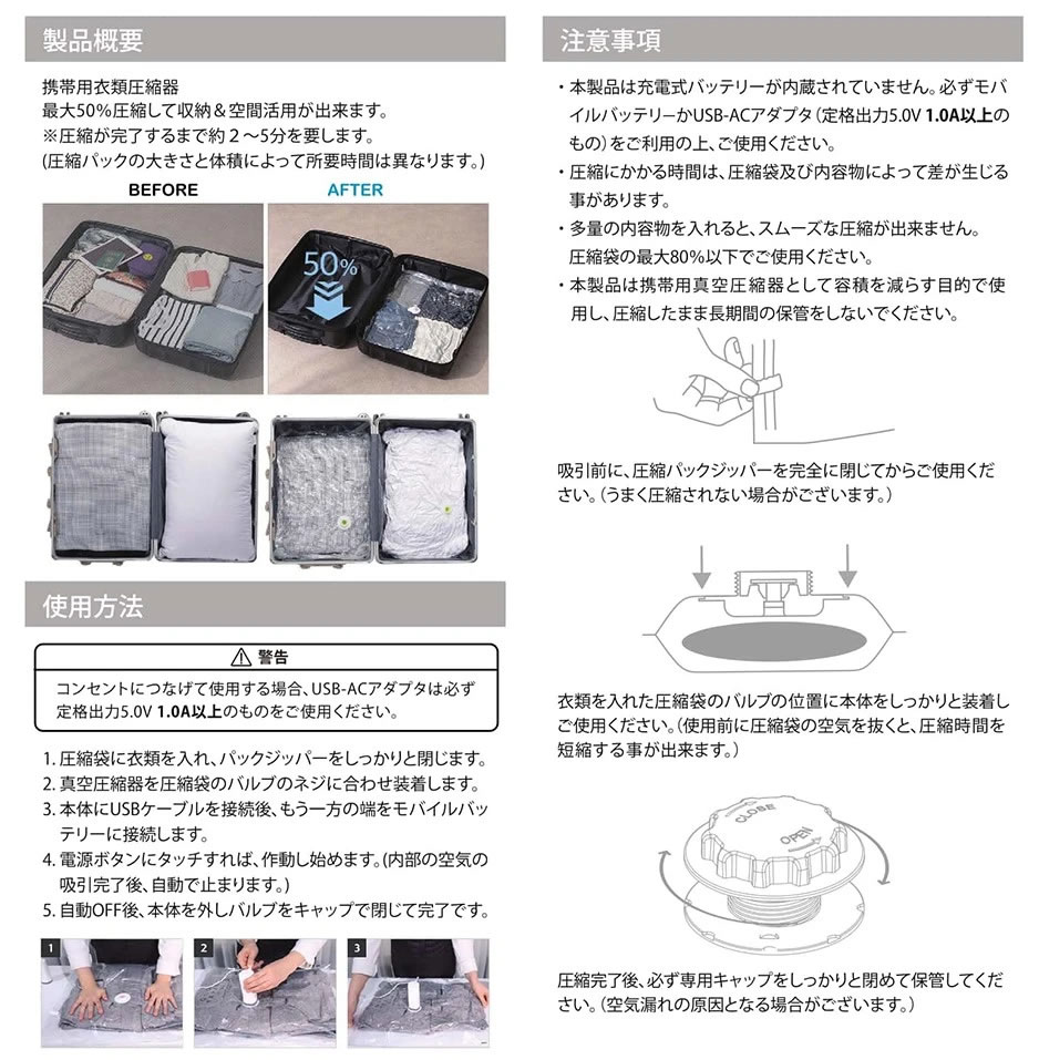 duduworld｜ドゥドゥワールド GOOD TRAVEL PLUS 携帯用衣類圧縮器 GT2020-4
