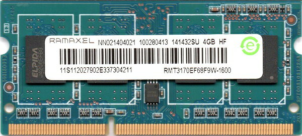 楽天市場】RAMAXEL PC3-12800S DDR3-1600 4GB SO-DIMM 204pin ノート