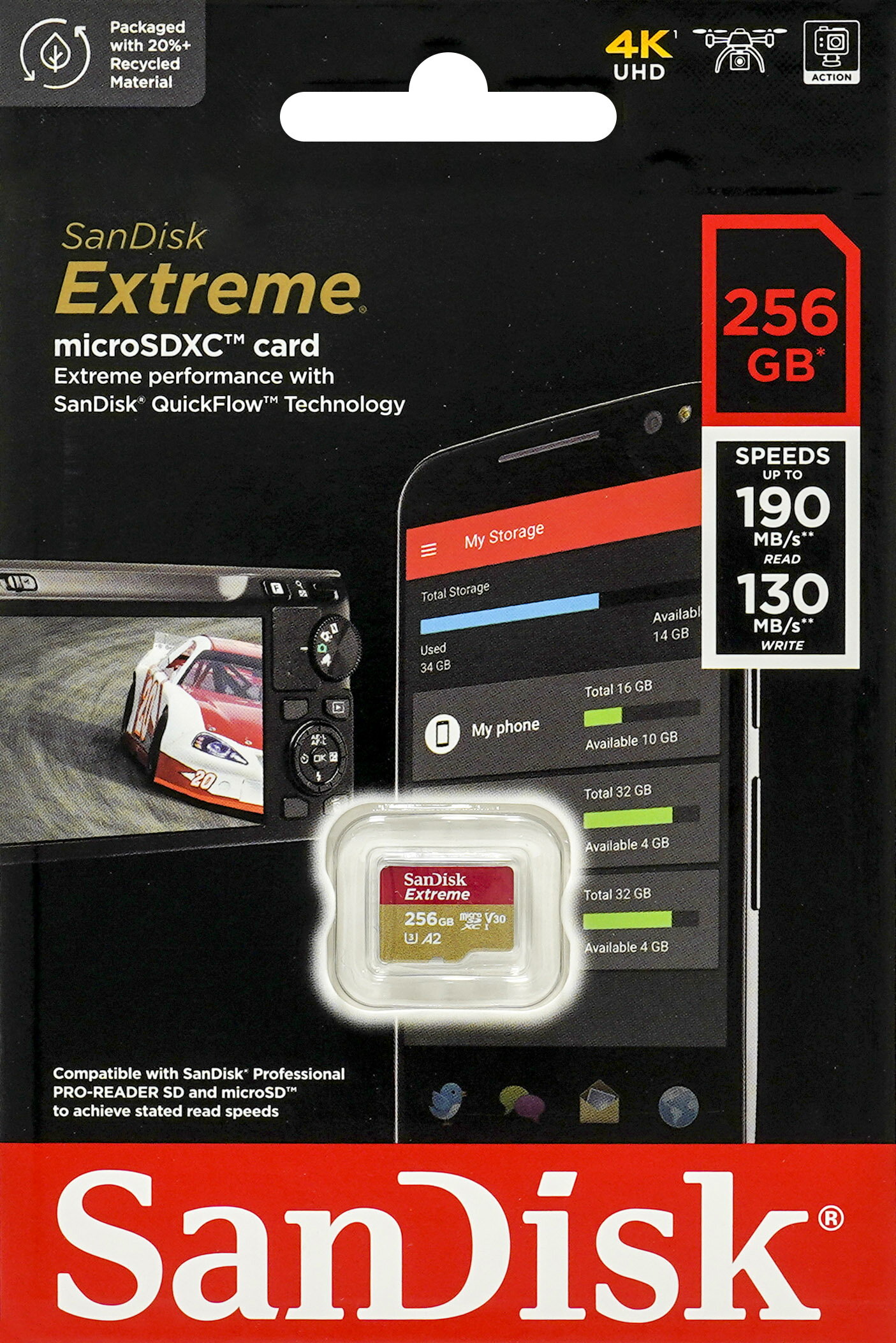 マイクロSDカード microSD 256GB SanDisk サンディスク UHS-3 Class10 Nintendo Switch推奨 SDSQXAV-256G-GN6MN SD変換アダプターなし 海外パッケージ品