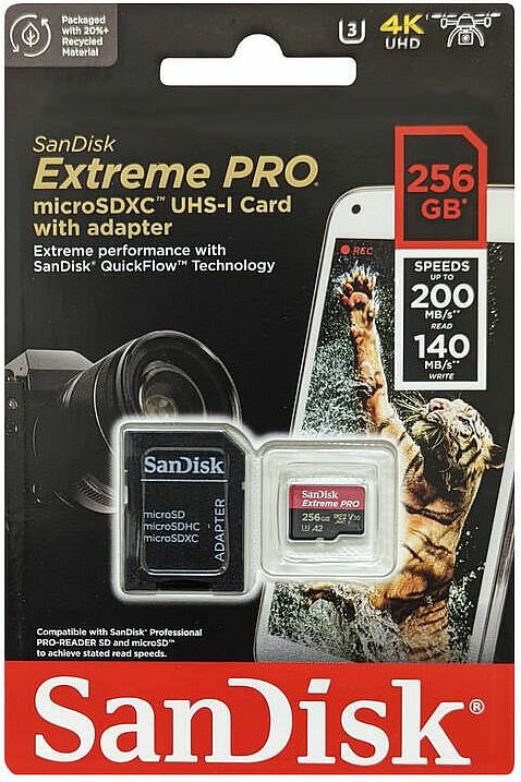 サンディスク Micro SD UHS1 U3 Class10/256GB SDSQXCD-256G-GN6MA