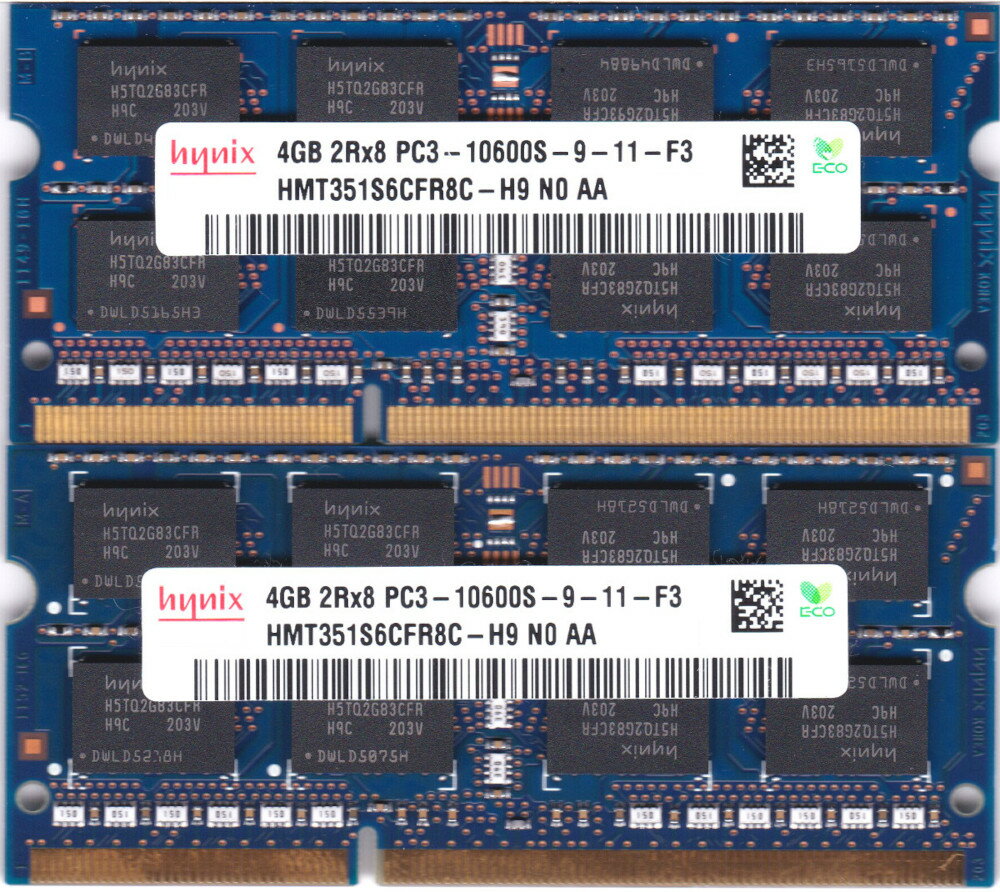 楽天市場 Hynix ノートパソコン用メモリ Pc3 s Ddr3 1333 4gb Hmt351s6cfr8c H9 価格比較 商品価格ナビ
