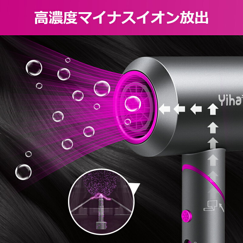 楽天市場】Yihai マイナスイオン大風量ヘアドライヤー 1500W