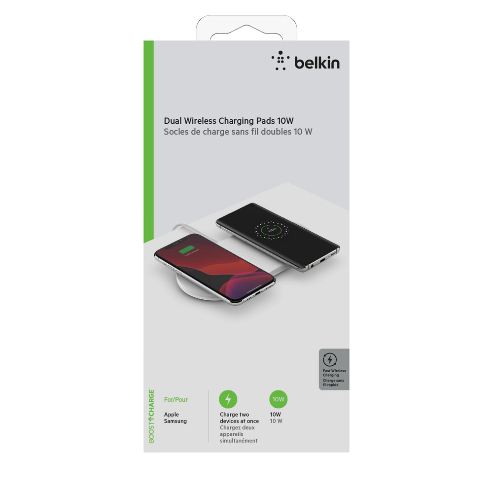 BELKIN 10Wデュアルワイヤレス充電パッド WIZ002DQWH