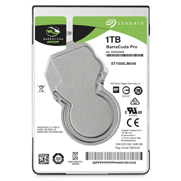 Seagate BarraCuda Pro(1TB HDD 2.5インチ 7mm SATA 6G 7200rpm 128MB) ST1000LM049