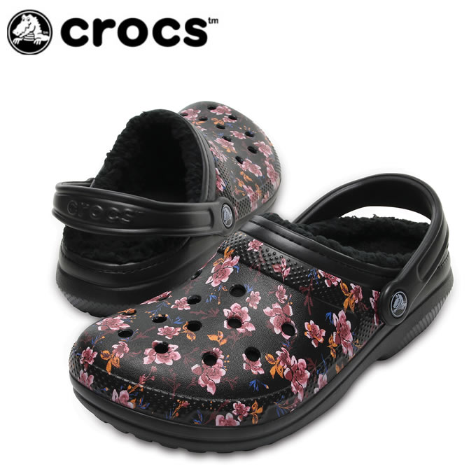 楽天市場 ボア クロックス 花柄 レディースサンダル Crocs Classic Fuzz Lined Graphic Clog 総柄 黒 203592 価格比較 商品価格ナビ