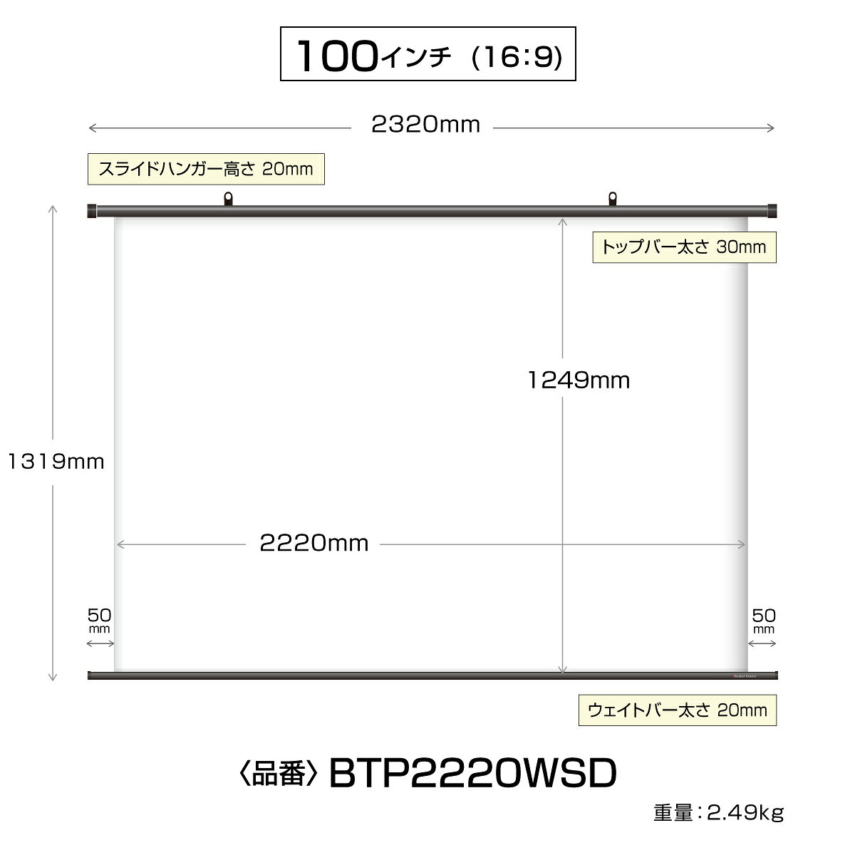 楽天市場】Theaterhouse シアターハウス プロジェクタースクリーン 100 
