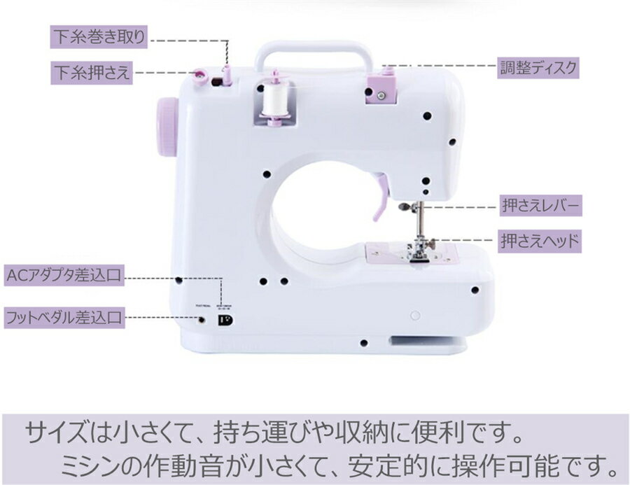 フェリシモ SIS コンパクト電動ミシン FHSM-505B-RD レッド 格安SALE