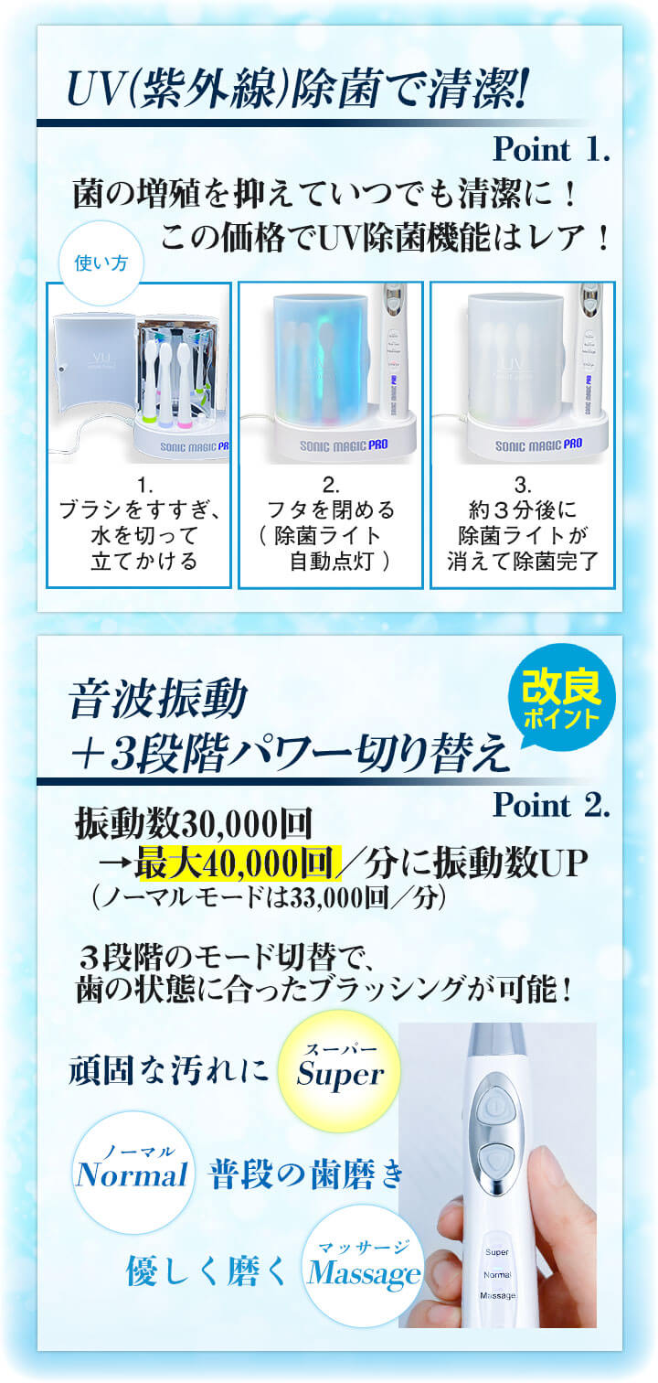 Sonic Magic UV除菌付き音波電動歯ブラシ zk-sm-0001